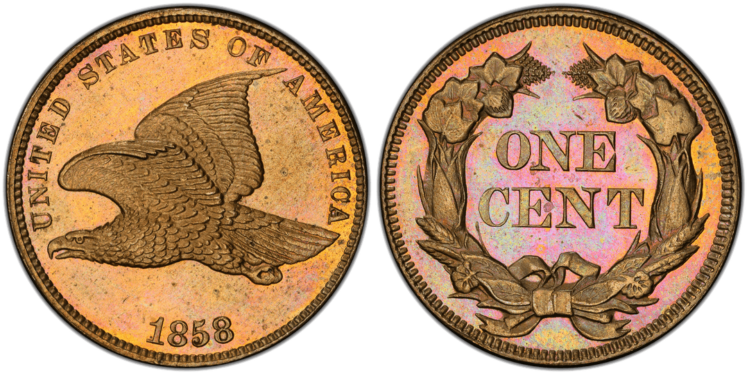 1858 Proof Flying Eagle Cent - Small Letters High Leaves Snow-PR1