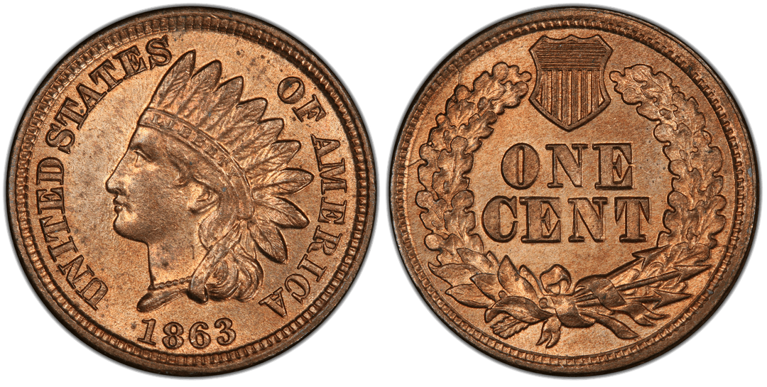 1863 Indian Head Cent Pre-Cud Reverse (9 to 10:30)
