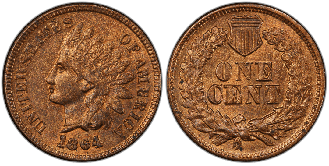 1864 Indian Head Cent (L on Ribbon) Repunched Date FS-2302 Snow-3