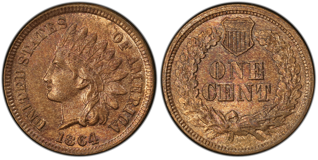 1864 Indian Head Cent (L on Ribbon) Repunched Date FS-2304 Snow-5