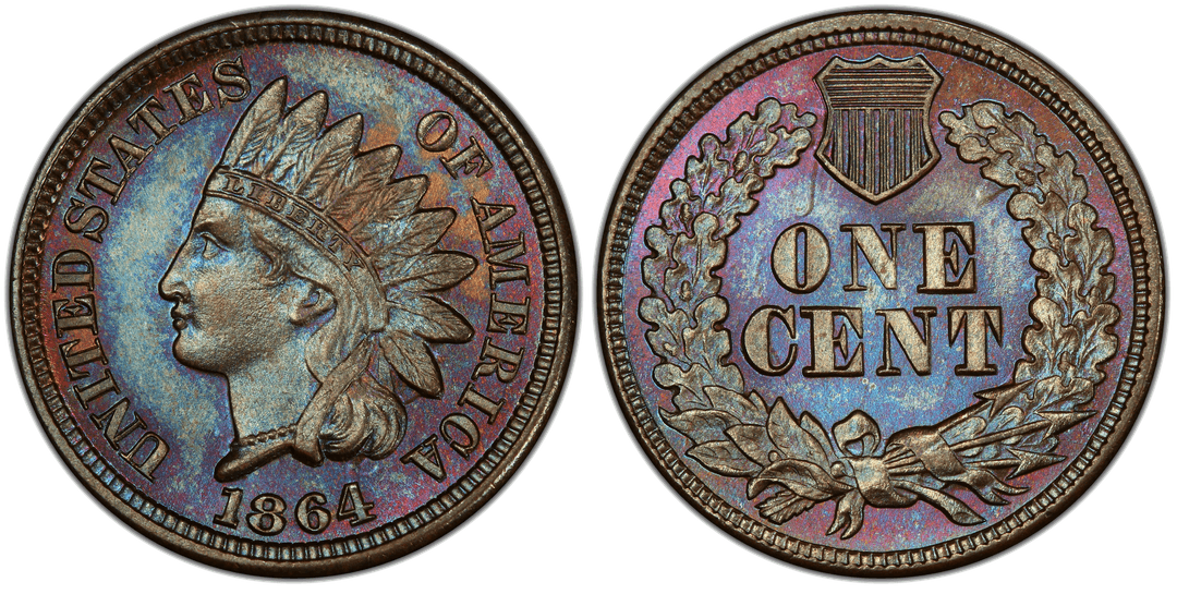 1864 Indian Head Cent (Bronze No L) Die Clash (Obverse and Reverse)