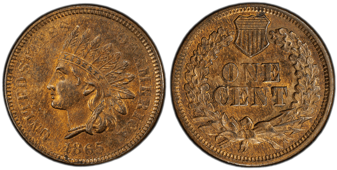 1865 Indian Head Cent (Fancy 5) Doubled Die Reverse FS-1801 Snow-2