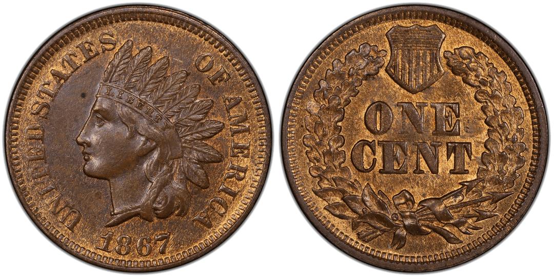1867 Indian Head Cent Repunched Date FS-303