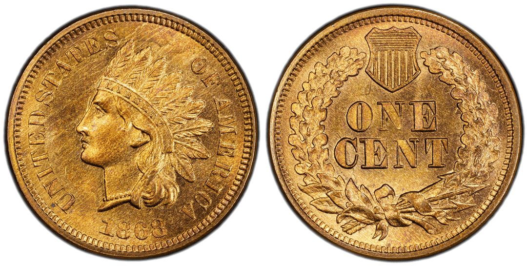 1868 Indian Head Cent Die Clash (Obverse and Reverse, Full Profile Transfer)