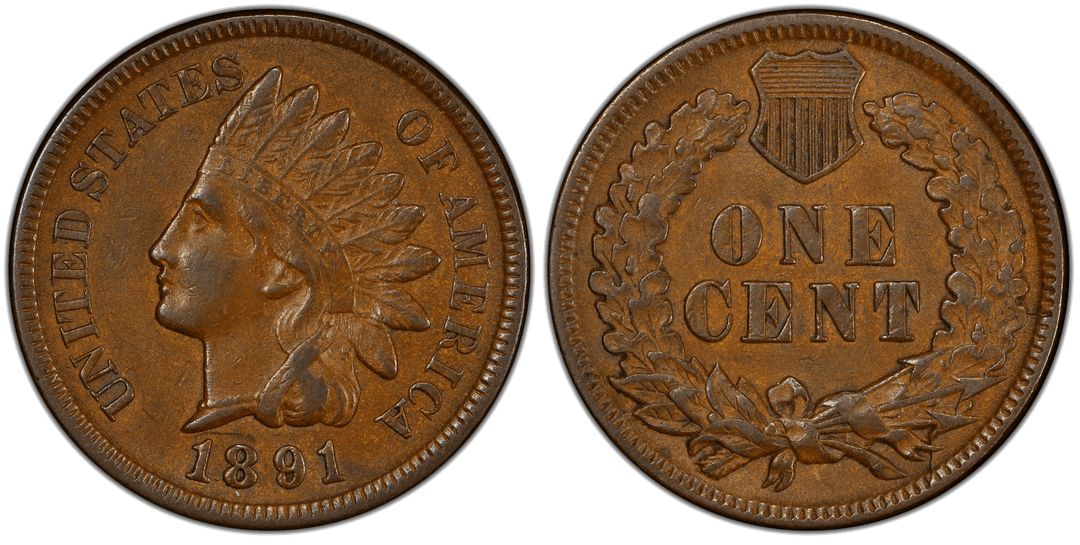 1891 Indian Head Cent Retained Cud (Reverse 3:00–5:00)