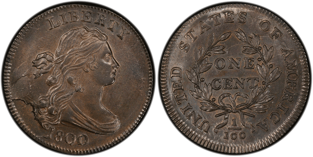 1800 Draped Bust Large Cent S-202 Retained Obverse Cud