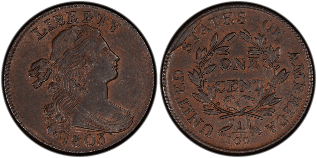 1803 Draped Bust Large Cent S-255 Reverse Cud
