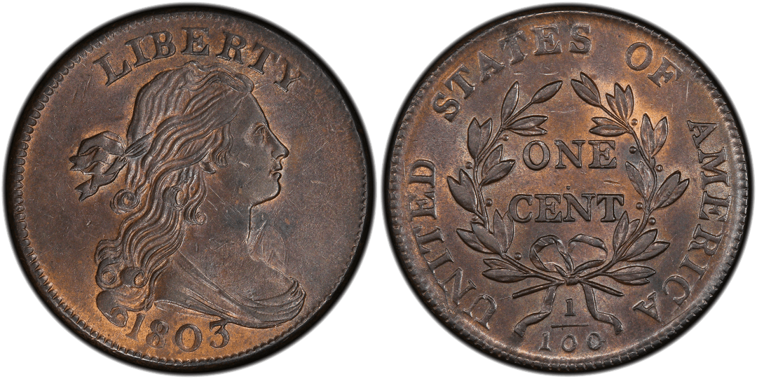 1803 Draped Bust Large Cent (Small Date, Large Fraction) S-245 Obverse Die Clash