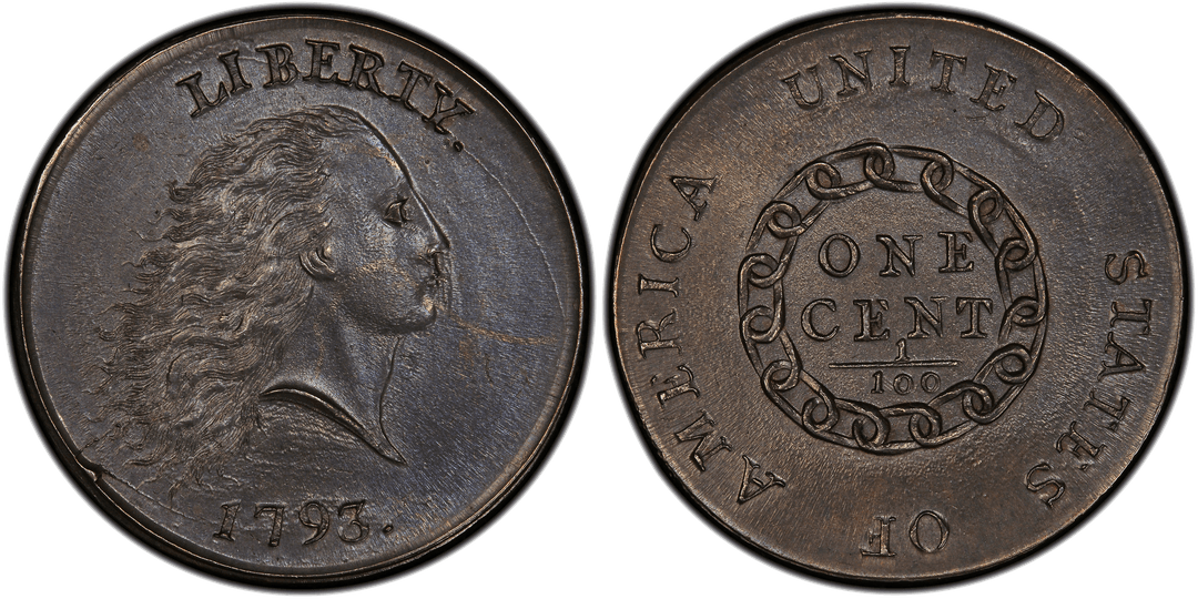 1793 Wreath Cent (Periods Variety) Obverse Unusual Die Crack