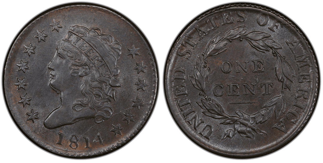 1814 Classic Head Large Cent (Plain 4) S-295 Obverse Pre-Cud