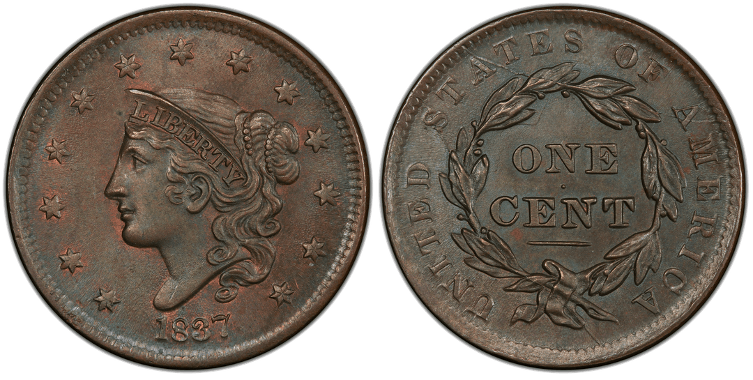 1837 Matron Head Large Cent N-11 Reverse Pre-Cud