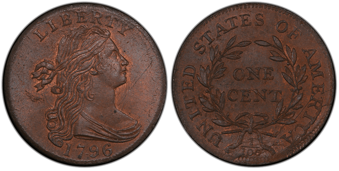 1796 Draped Bust Large Cent (Reverse of 1795) Reverse Split Die