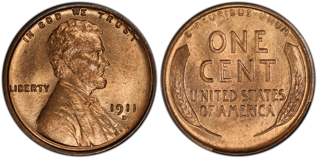 1911 (D) Lincoln Wheat Cent Cud (Reverse 3:30–6:30)