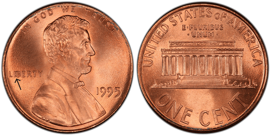 1995 Lincoln Memorial Cent BIE Die Chip