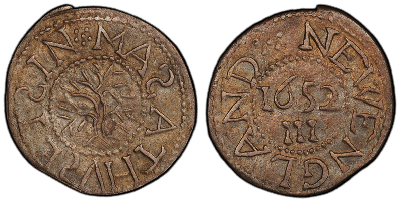 1652 Threepence Oak Tree - "In" on Obverse