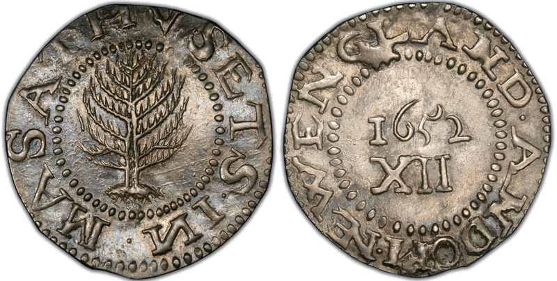 1652 Shilling Pine Tree - Monogrammed NE