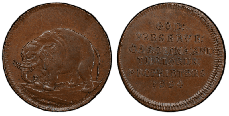 1694 Token Elephant - Proprieters God Preserve Carolina