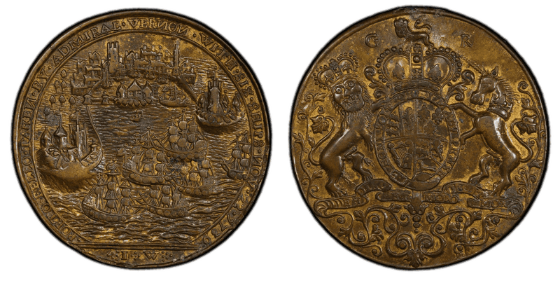 1739 Bronze Medal Admiral Vernon, A-C PB 2-D
