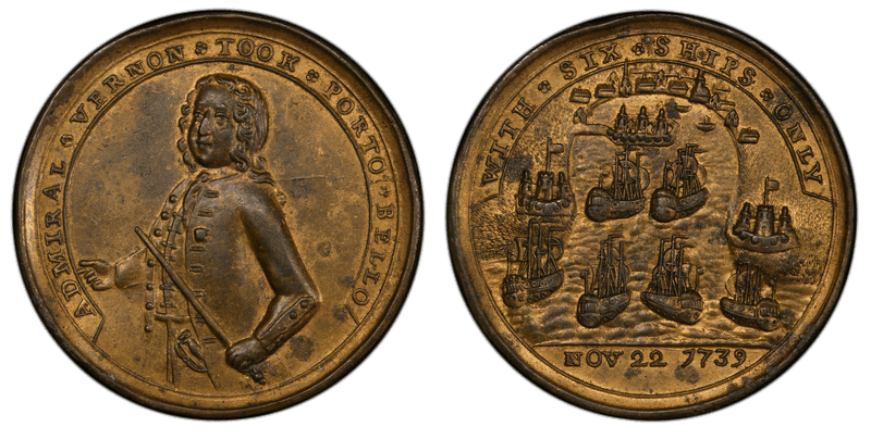 1739 Bronze Medal Admiral Vernon, A-C PBv 13-K