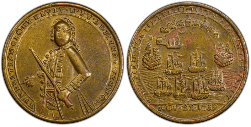 1739 Bronze Medal Admiral Vernon, A-C PBv 39-LL