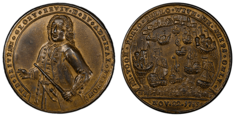1739 Bronze Medal Admiral Vernon, A-C PBv 41-NN