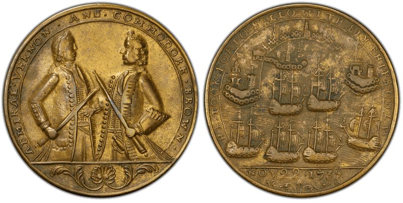 1739 Bronze Medal Admiral Vernon, A-C PBvb 11-S Commodore Brown
