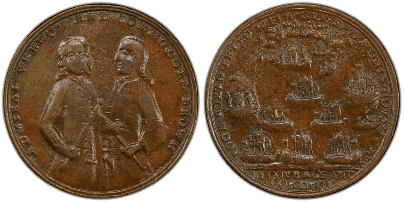 1739 Bronze Medal Admiral Vernon, A-C PBvb 2-D Commodore Brown