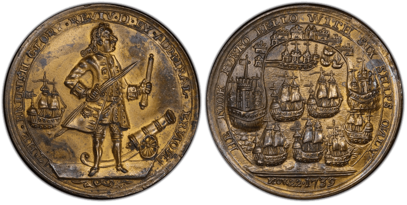 1739 Bronze Medal Admiral Vernon, A-C PBvi 11-P