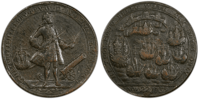 1739 Bronze Medal Admiral Vernon, A-C PBvi 16-W