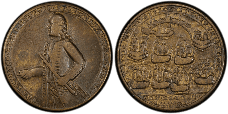 1739 Brass Medal Betts-197, Porto Bello Taken