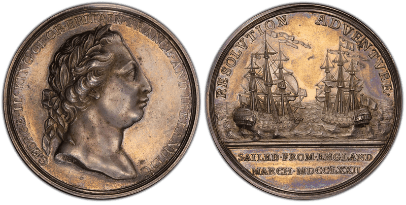 1772 Silver Medal Betts-552, Resolution & Adventure