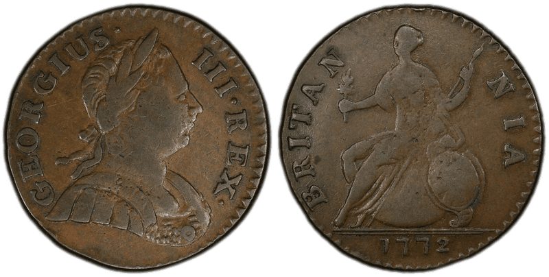 1772 1772' 1/2P Machin's Mills - IUS Half Penny