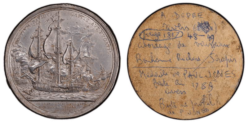 1779 White Metal Medal Betts-568, Rev Cliche Capture of the HMS Serapis