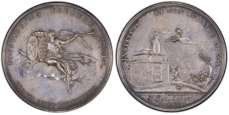 1782 Silver Medal Betts-605, Holland Treaty