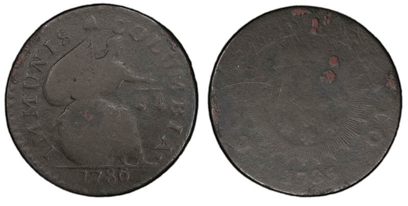 1785 1785/1786 1/2P Immunis Columbia / Confederatio Large Stars Half Penny