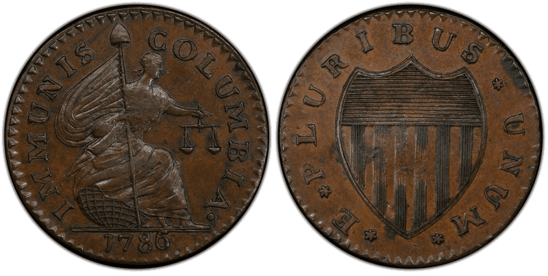 1786 1/2P Immunis Columbia - Shield Reverse Half Penny