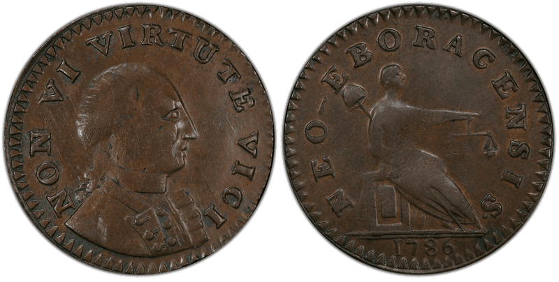 1786 NY 1/2P Non Vi Virtute Vici - Small Head Half Penny