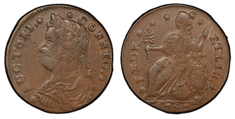 1787 CT 1/2P Draped Bust Left - FNDE Half Penny