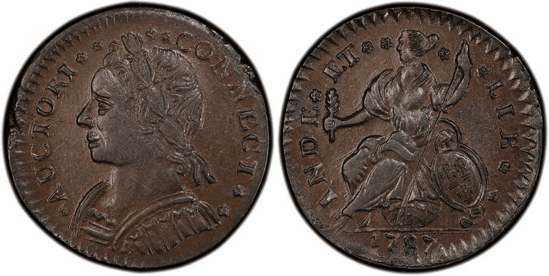 1787 CT 1/2P Mail Bust Left - CONNECT Half Penny