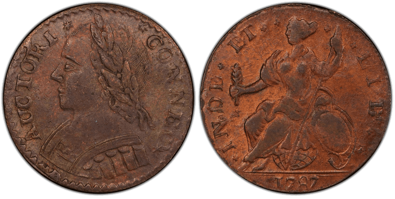 1787 CT 1/2P Mailed Bust Left Half Penny