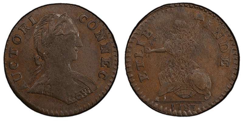 1787 CT 1/2P Small Head Right - ''ET LIB'' Half Penny