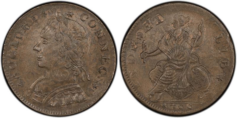 1788 CT 1/2P Mailed Bust Left Half Penny