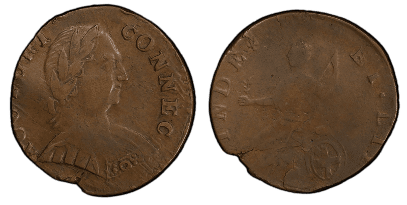 1788 CT 1/2P Mailed Bust Rt - Sml Head Half Penny