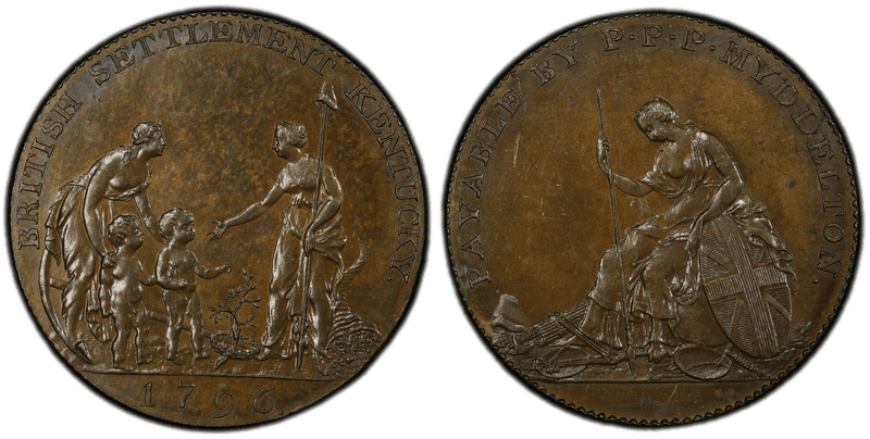 1796 Proof Token 1/2P Myddelton - Copper Half Penny
