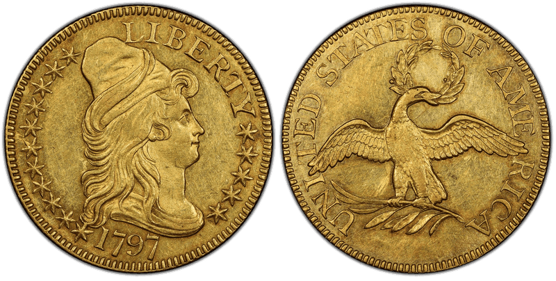 1797 Capped Bust to Right Half Eagle - Small Eagle, 16 Stars