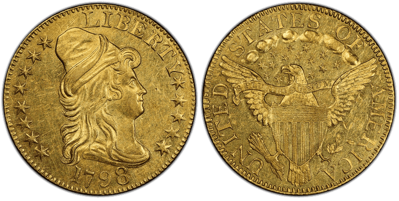 1798 Capped Bust to Right Half Eagle - Large 8, 14 Star Reverse