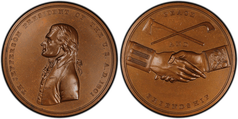 1801 Bronze Medal J-IP-3, Thomas Jefferson