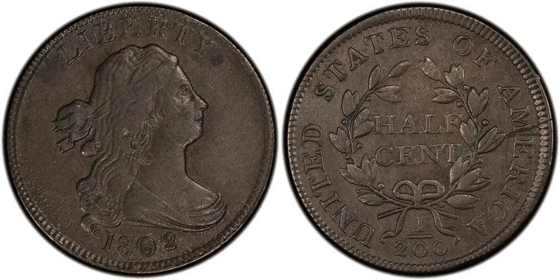 1802 Draped Bust Half Cent - 1802/0, Reverse of 1802