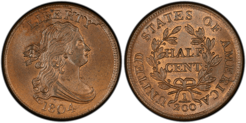 1804 Draped Bust Half Cent - Crosslet 4, Stems