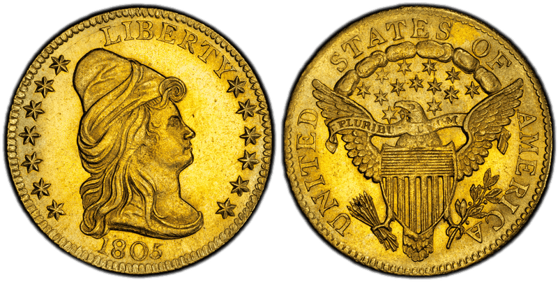 1805 Capped Bust to Right Quarter Eagle